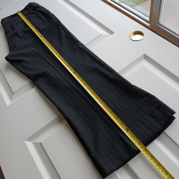 Karen Kane Black Pinstripe Slacks 14 self hemmed 27" inseam short warm comfy - Picture 10 of 14